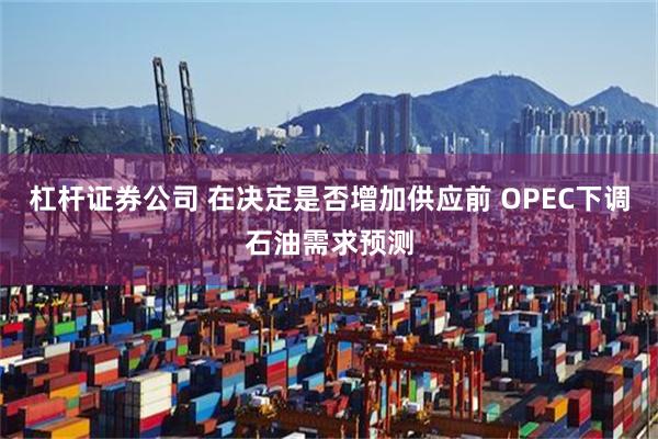 杠杆证券公司 在决定是否增加供应前 OPEC下调石油需求预测