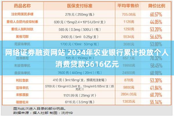 网络证劵融资网站 2024年农业银行累计投放个人消费贷款56