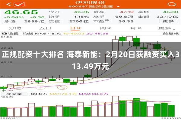 正规配资十大排名 海泰新能：2月20日获融资买入313.49